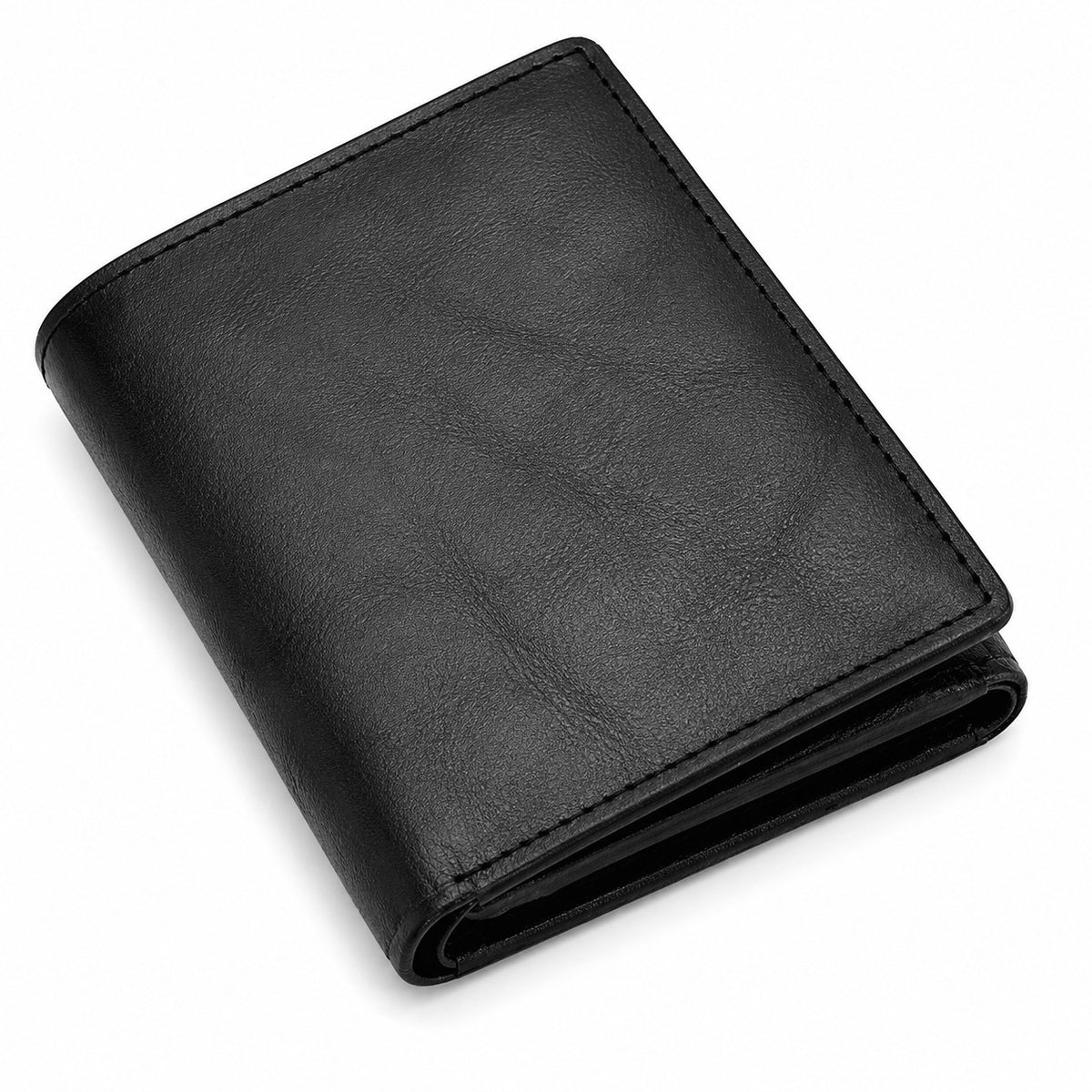 Executive Collection RFID Blocking Black Leather Trifold Wallet with Center ID Window