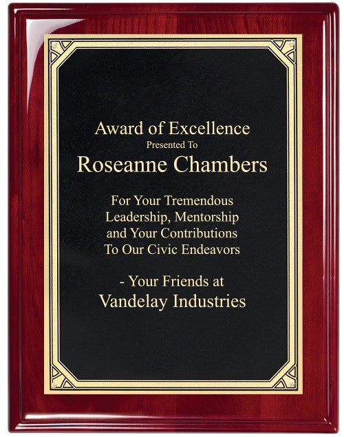 Rosewood Plaque With Florentine Engraving Plate - RP100