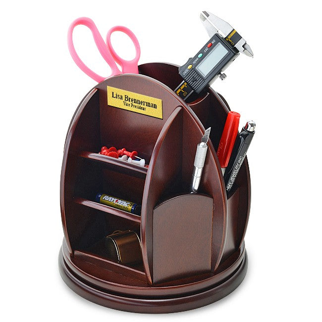 The Revolver Personalized Cherry Finish Desktop Organizer