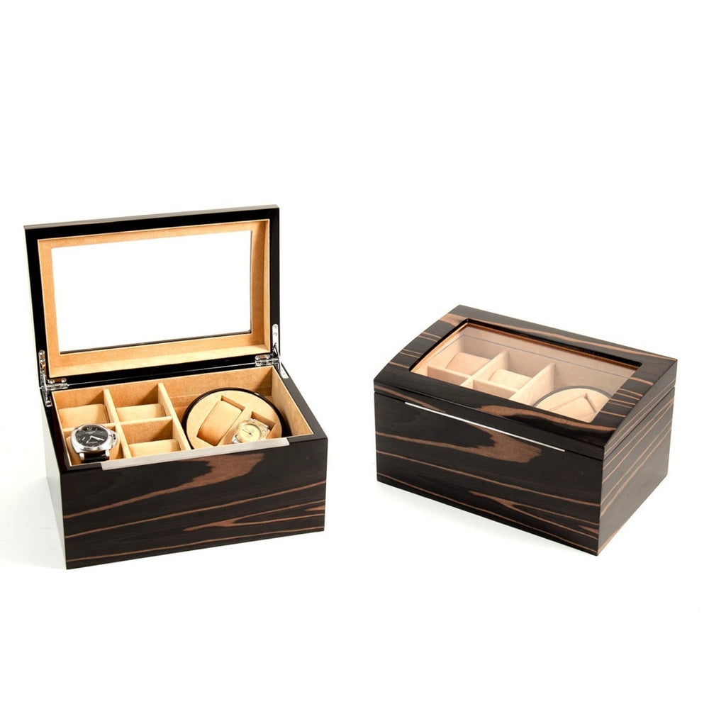Ebony Burl Wood Two Watch Winder