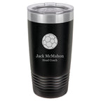 Soccer Themed 20 Ounce Personalized Black Travel Mug