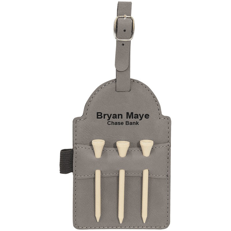 Personalized Gray Golf Bag Tag with Tees