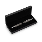 Silver & Gray Leatherette Click Action Ballpoint Pen - Free Personalization