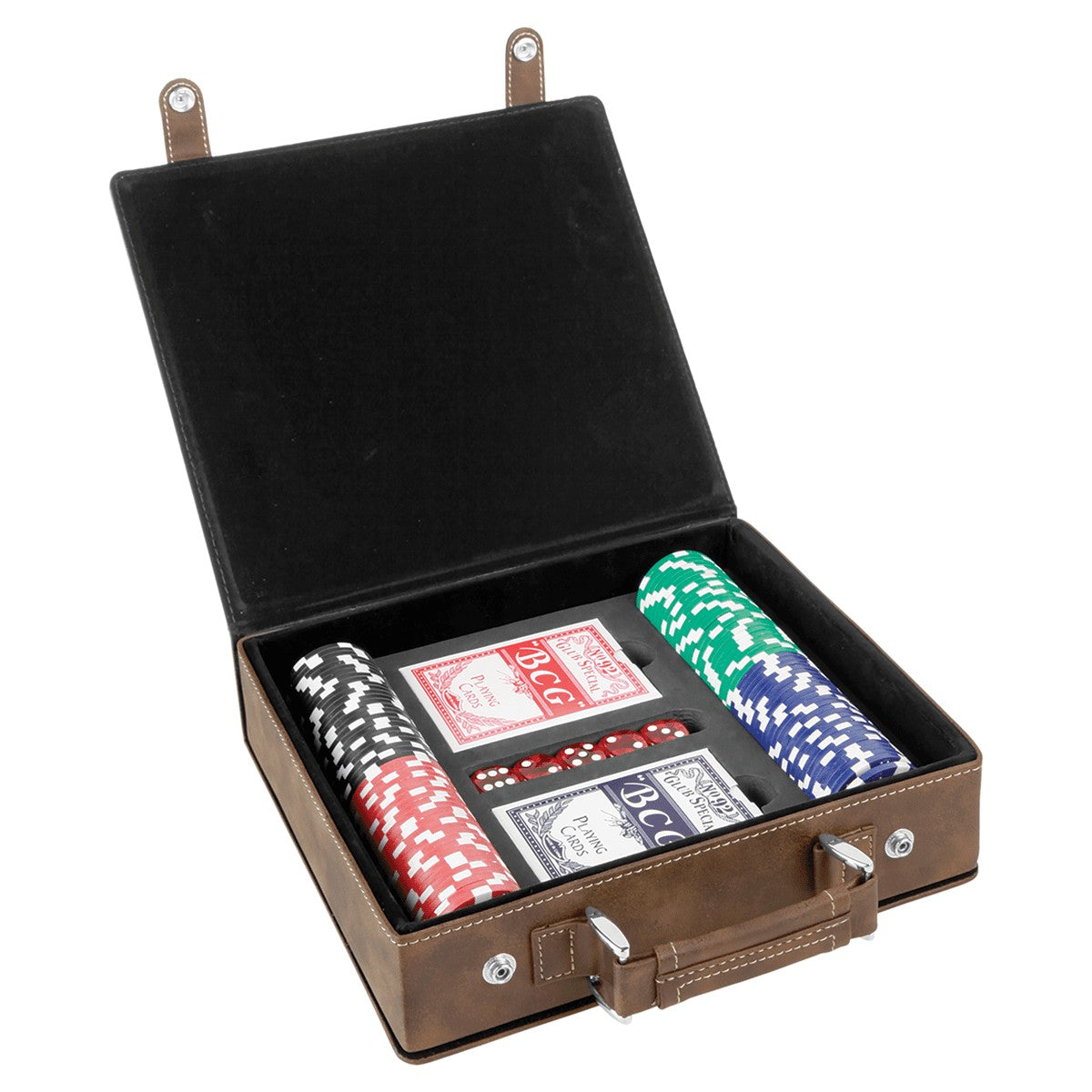 Personalized Antique Brown & Gold 100 Chip Poker Set