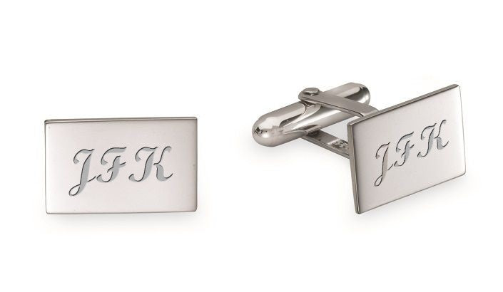 Polished Engravable Rectangular Sterling Silver Cufflinks