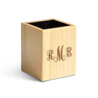 Script Monogram Theme Personalized Maple Wood Pen and Pencil Cup