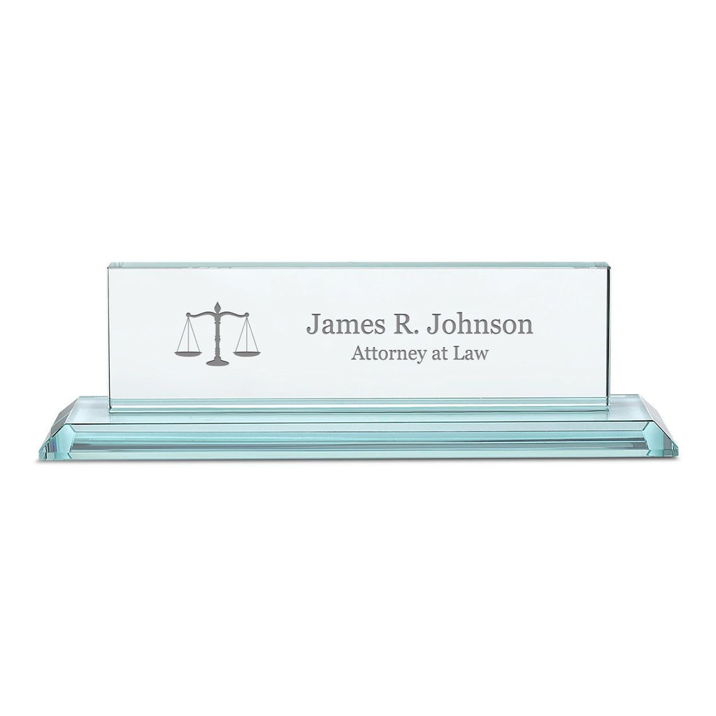 Distinguished Collection Lawyer Theme Personalized Crystal Desktop Name Plate