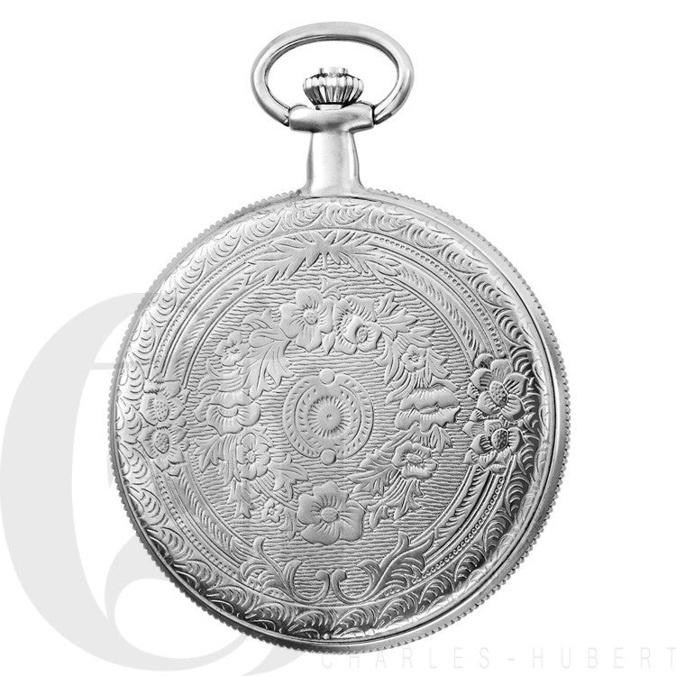 Two Tone Rose Gold Engraved Charles Hubert Pocket Watch & Chain #3822 - Executive Gift Shoppe