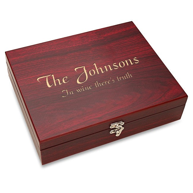 Rosewood Finish 5 Piece Wine Gift Set