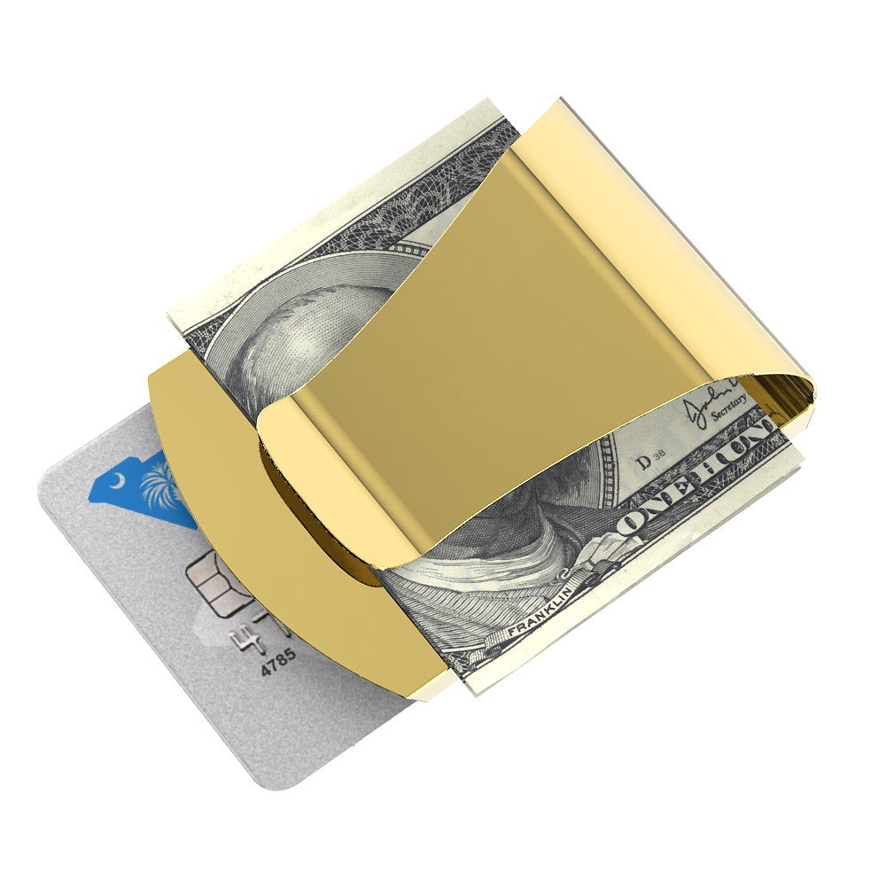 Engraved Metal Money Clip & Credit Card Holder - Gold