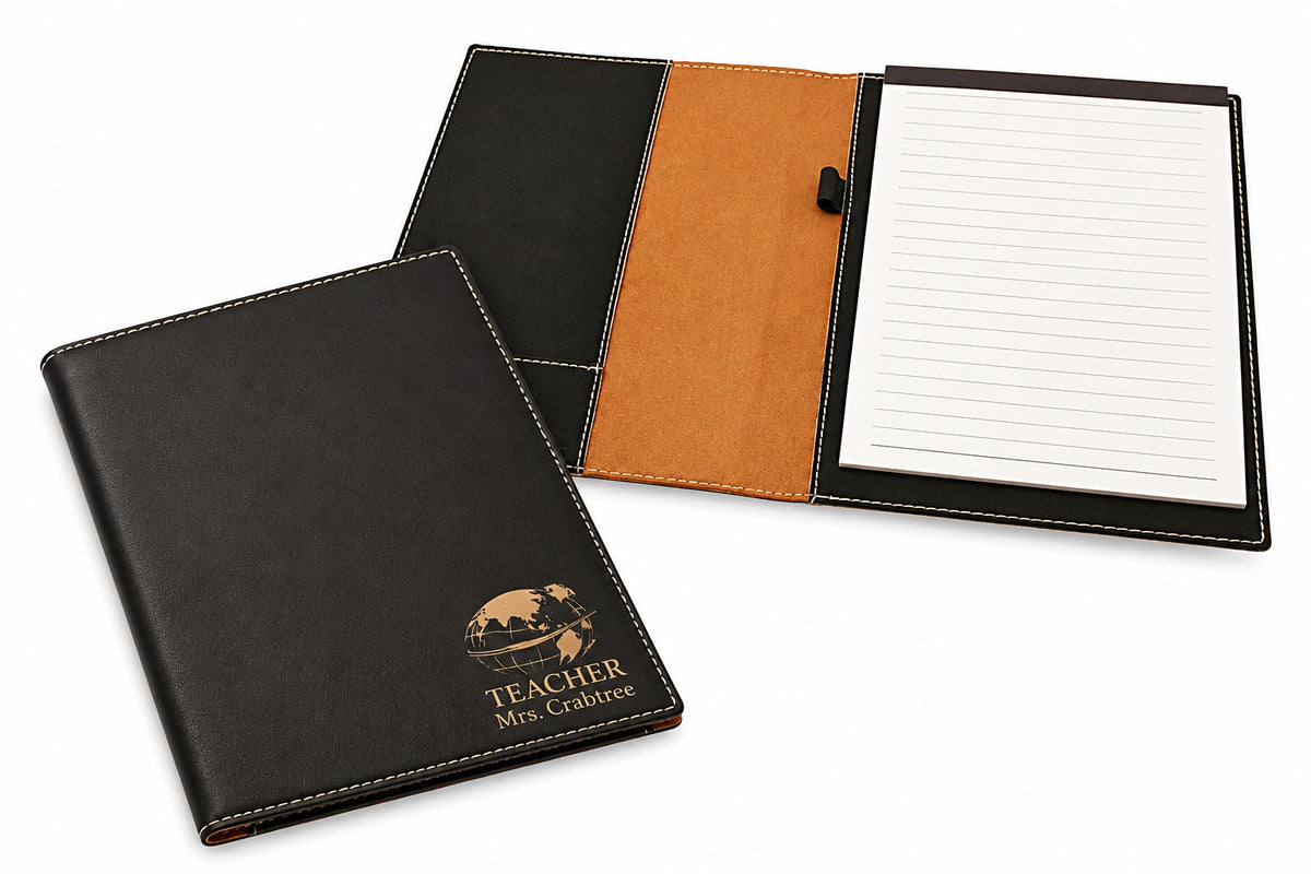 World's Best Teacher Black Leatherette Mini Portfolio