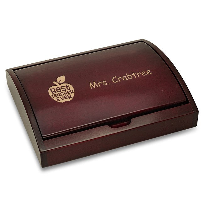 Best Teacher Ever Pen & Card Holder Set - Personalized