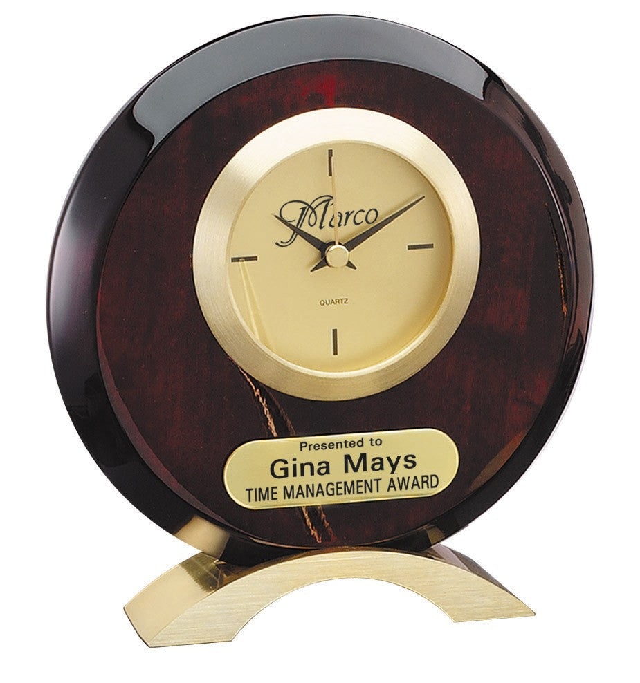 Personalized Circular Rosewood Desk Clock