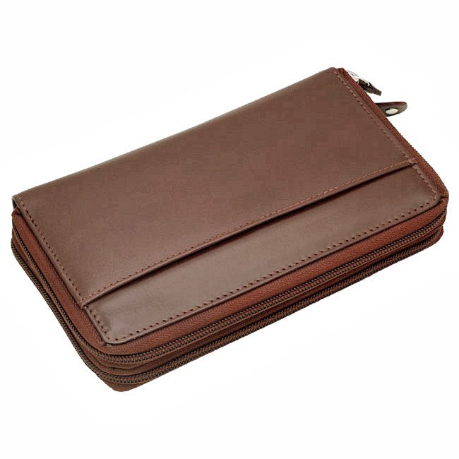 Premium Leather Double Zipper Closing Lady's Checkbook Clutch