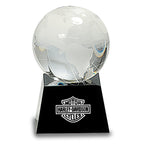 Crystal Globe with Personalized Black Crystal Base - 5 1/2" Height