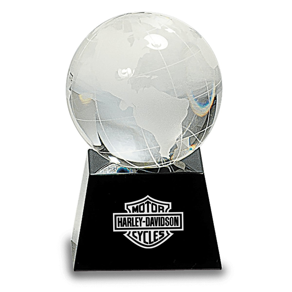 Crystal Globe with Personalized Black Crystal Base - 5 1/2" Height