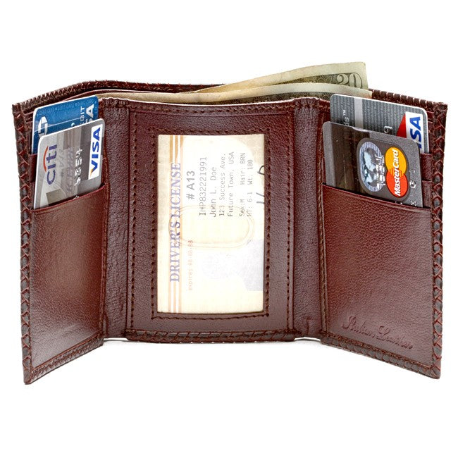 Men's Trifold Woven Italian Leather Wallet