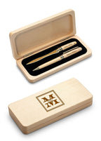 Split Monogram Elegance Collection Personalized Cherrywood Ballpoint Pen & Fountain Pen Set