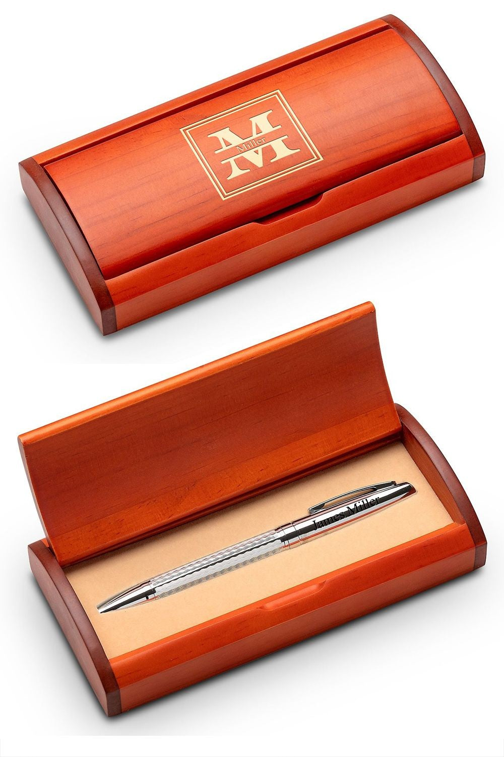 Split Monogram Theme Personalized Diamond Cut Ballpoint Pen Gift Set