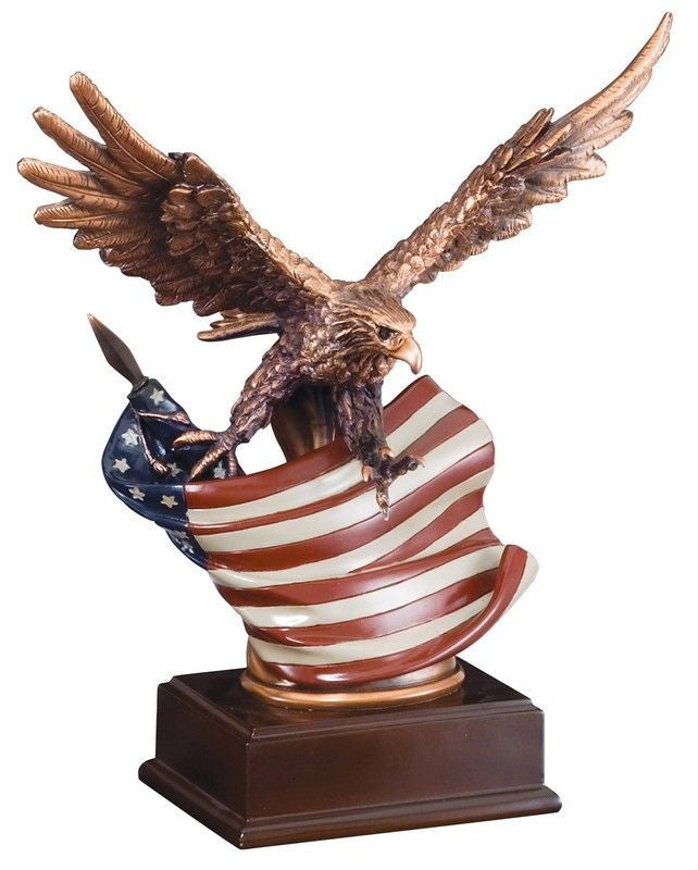 Personalized Soaring Eagle & Flag on Podium Base