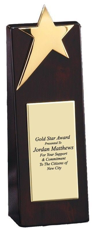 Gold Star Column with Laser Engraved Gold Plate