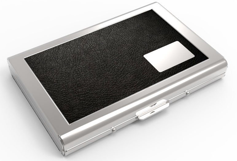 Black Leather Engraved Business Card Case - Executive Gift Shoppe