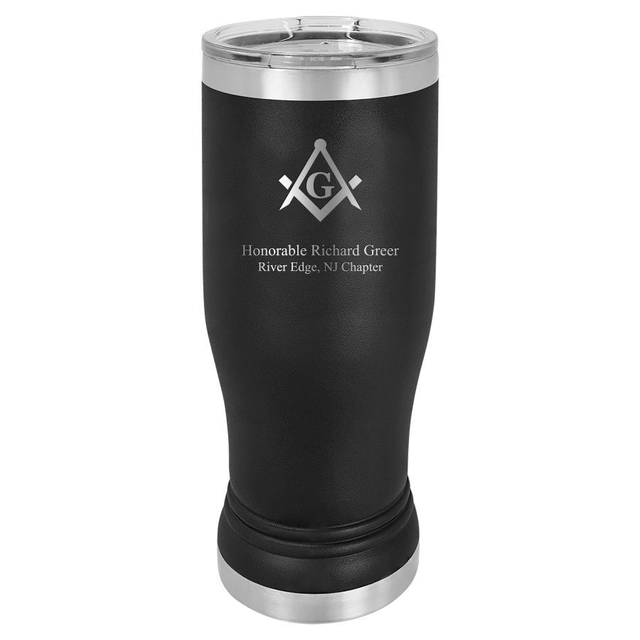 Masonic Personalized Polar Camel Stainless Steel Pilsner Glass - Black