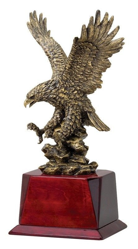 Personalized Bronze Soaring Eagle on Piano Finish Podium Base