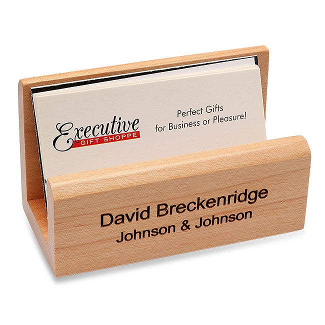 Personalized Maple Desktop Business Card Holder