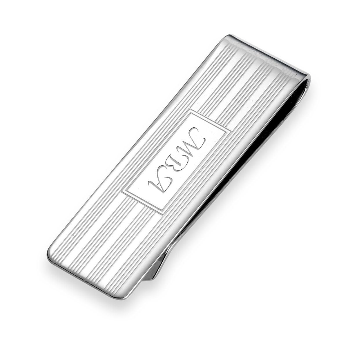 Step Collection Sterling Silver Engraved Money Clip - Slim Width