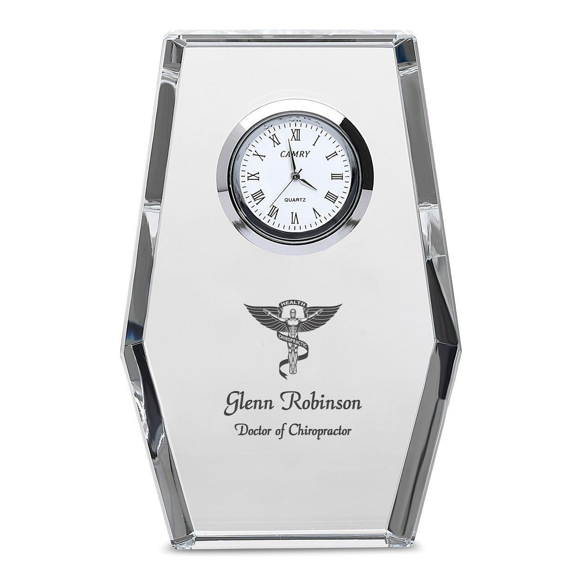 Chiropractor Personalized Crystal Desk Clock