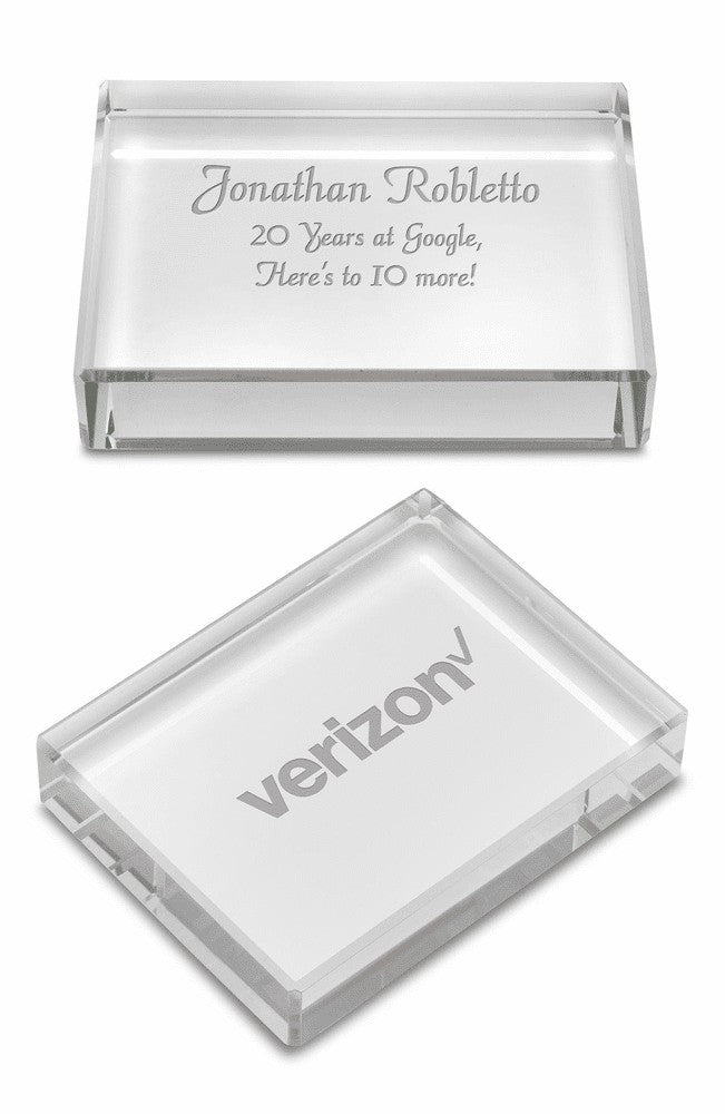 Crystal Clear Rectangular Paperweight with Free Laser Engraving