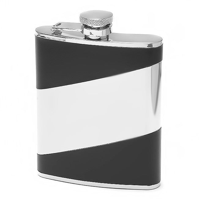 Personalized Leather Flask with Diagonal Engraving Area - Executive Gift Shoppe