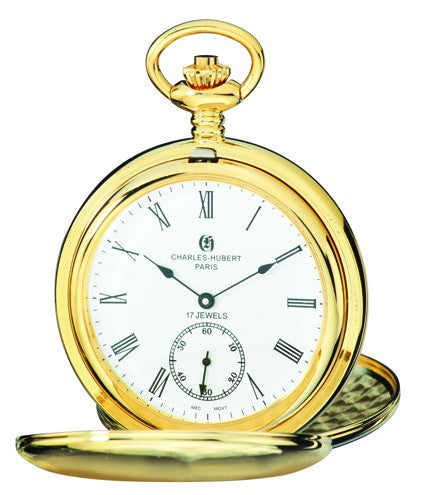 Gold Charles Hubert Pocket Watch & Chain #3907-GR - Executive Gift Shoppe