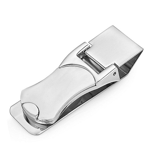 Polished Nickel Engraved Hinged Money Clip - Executive Gift Shoppe