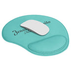 Personalized Teal & Black Leatherette Mousepad