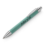 Silver & Teal Leatherette Click Action Ballpoint Pen - Free Personalization