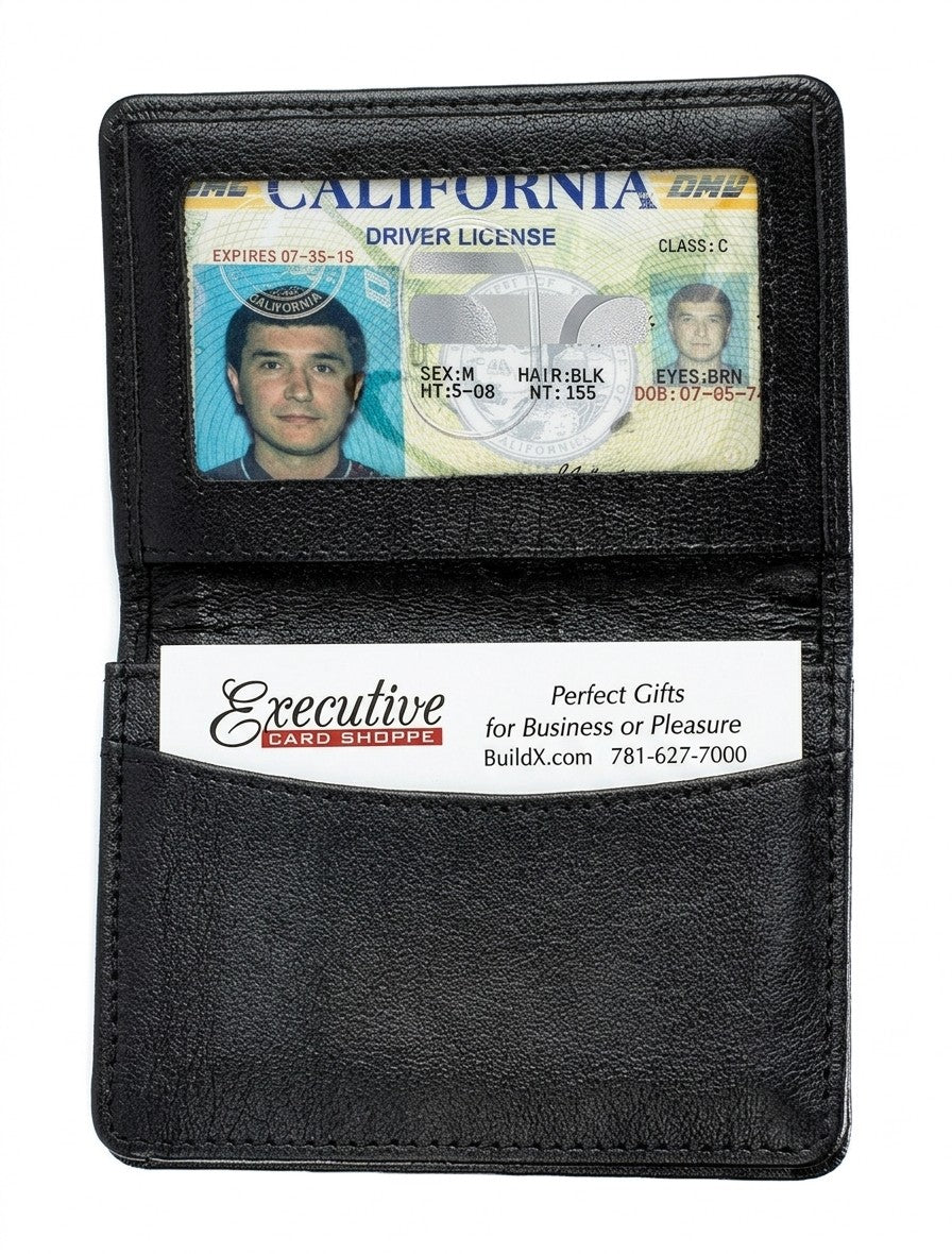 Leather Credit Card Wallet w/ ID Window - Executive Gift Shoppe