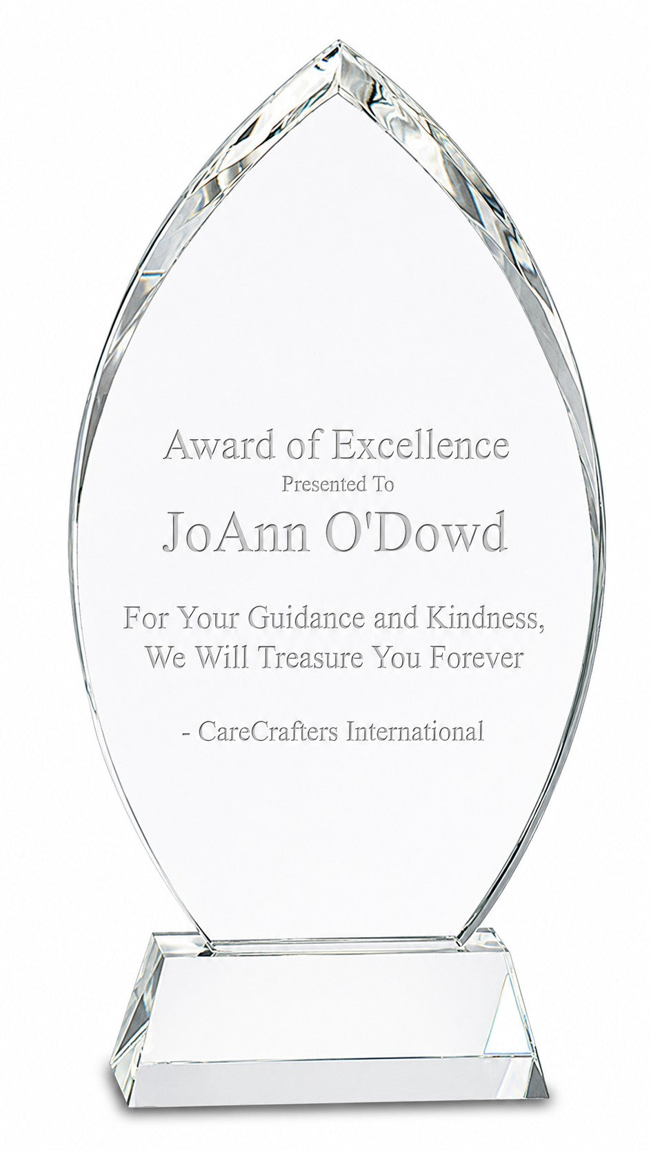 Personalized Crystal Recognition Oval With Clear Base