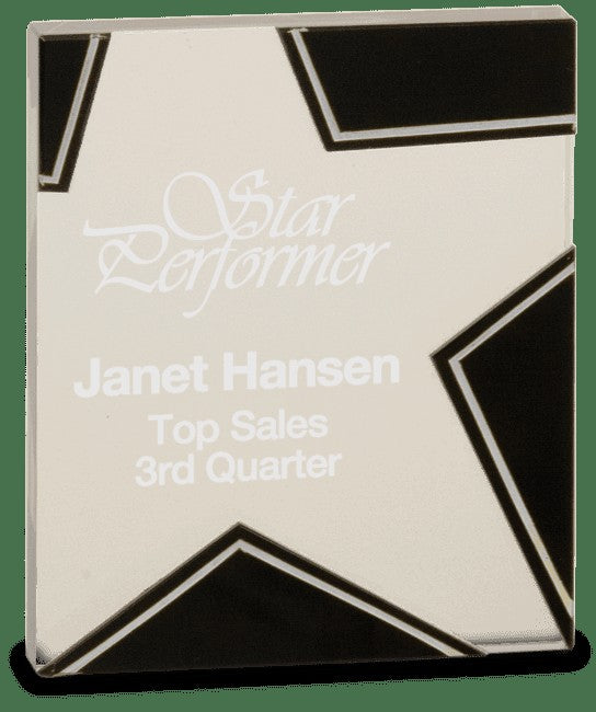 Personalized Silver & Black Glass Rising Star Award