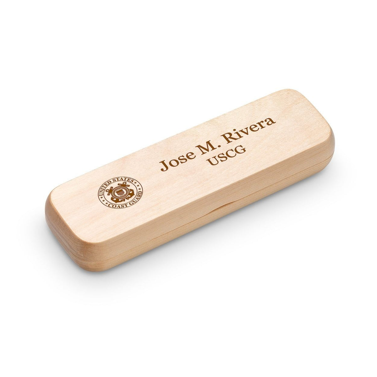 Coast Guard Theme Personalized Maple Wood Double Pen and Box Set