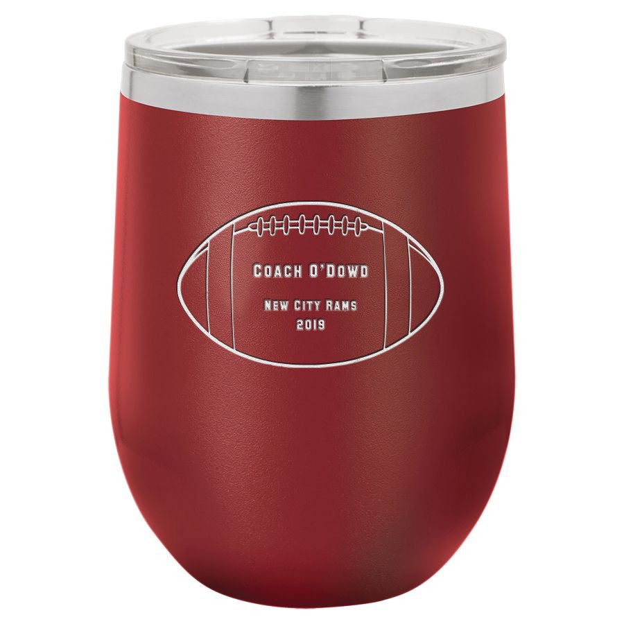 Football Coach's Maroon Insulated Stemless Wine Glass