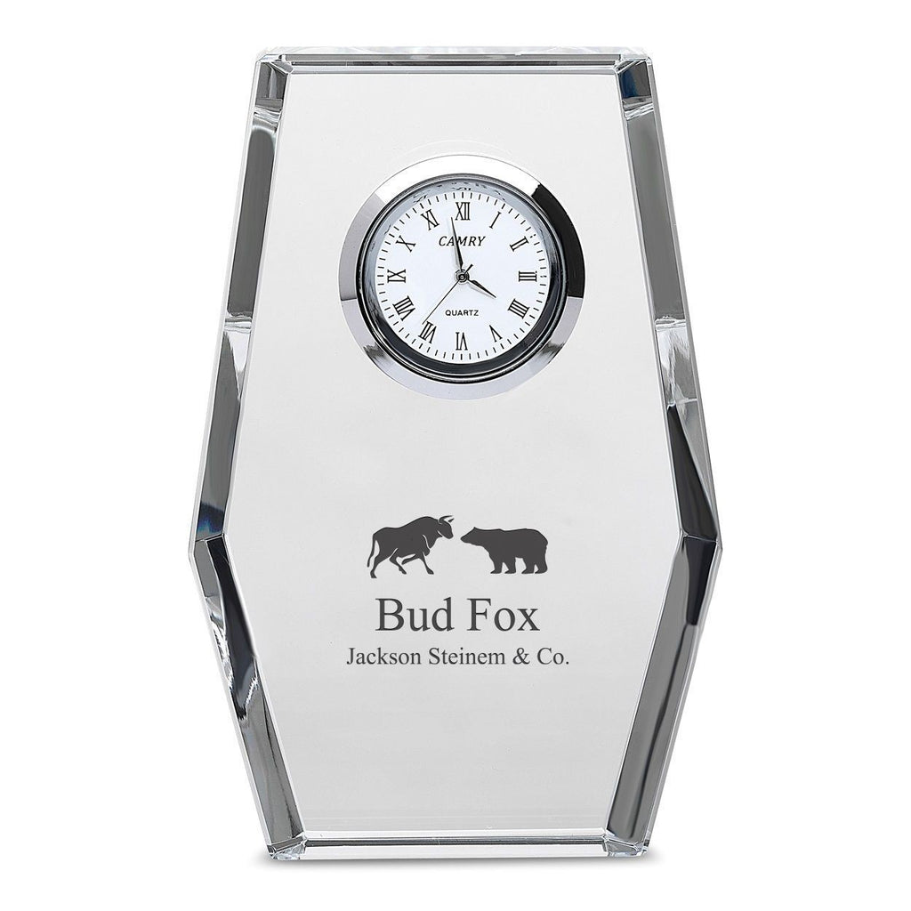 Bull & Bear Personalized Crystal Desk Clock