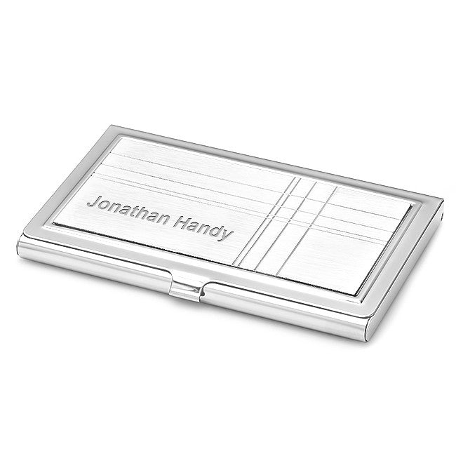 Stainless Steel Criss Cross Pattern Business Card Case - Executive Gift Shoppe