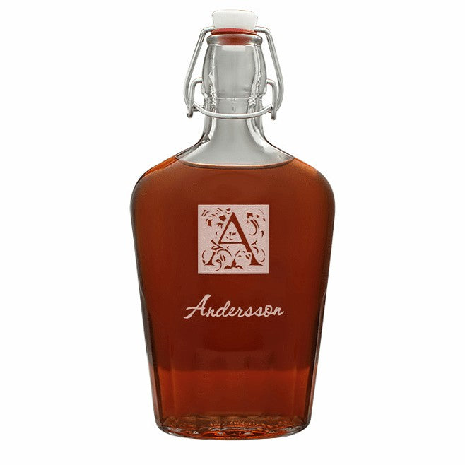Monogram 17 Oz Vintage Glass Flask - Executive Gift Shoppe