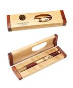 Soccer Themed Laser Engraved Maple & Rosewood Pen and Box Set