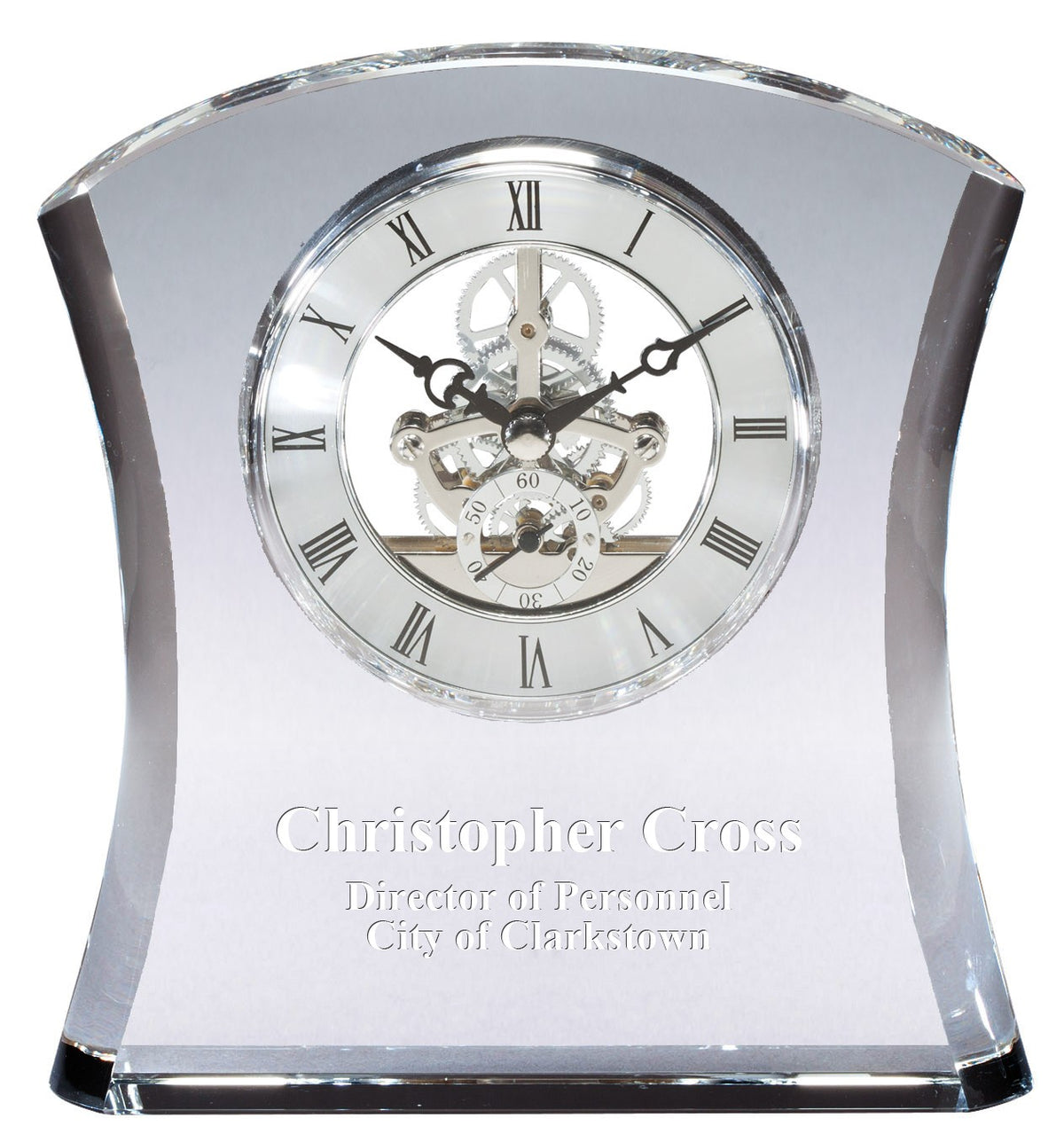 Solid Crystal Personalized Quartz Clock With Concave Sides