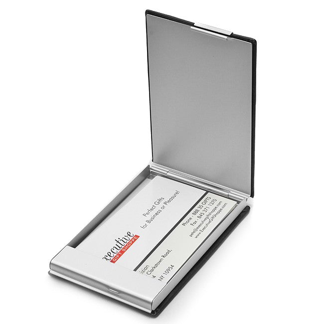 Faux Black Leather Business Card Holder - Executive Gift Shoppe