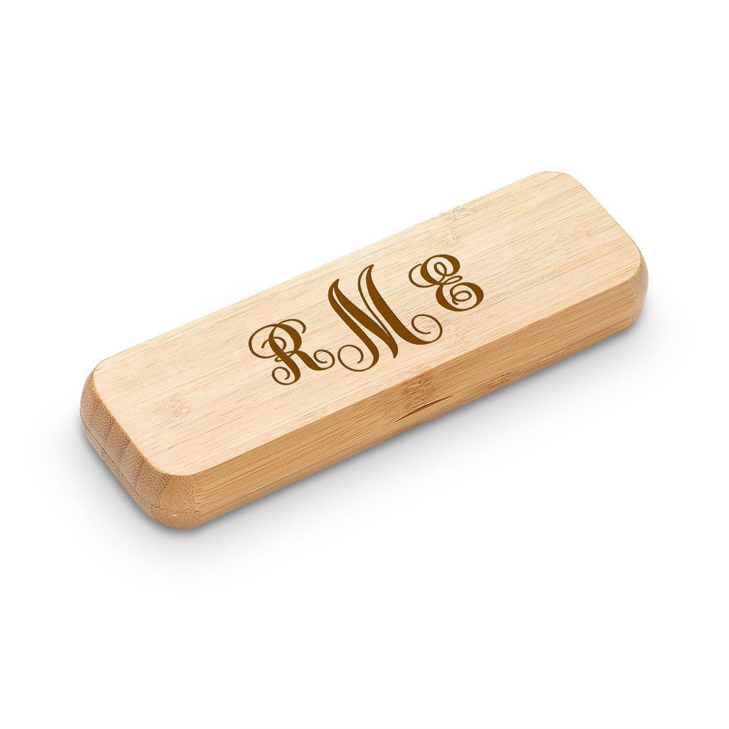 Script Monogram Theme Laser Engrave Bamboo Pen and Box Set
