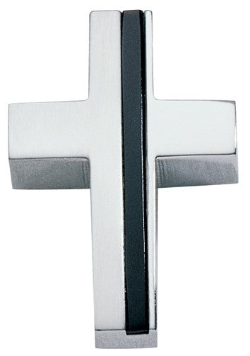 Stainless Steel & Onyx Cross Pendant